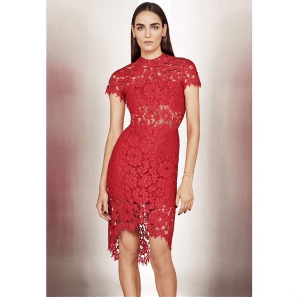 Alexis Red Lace Midi Dress